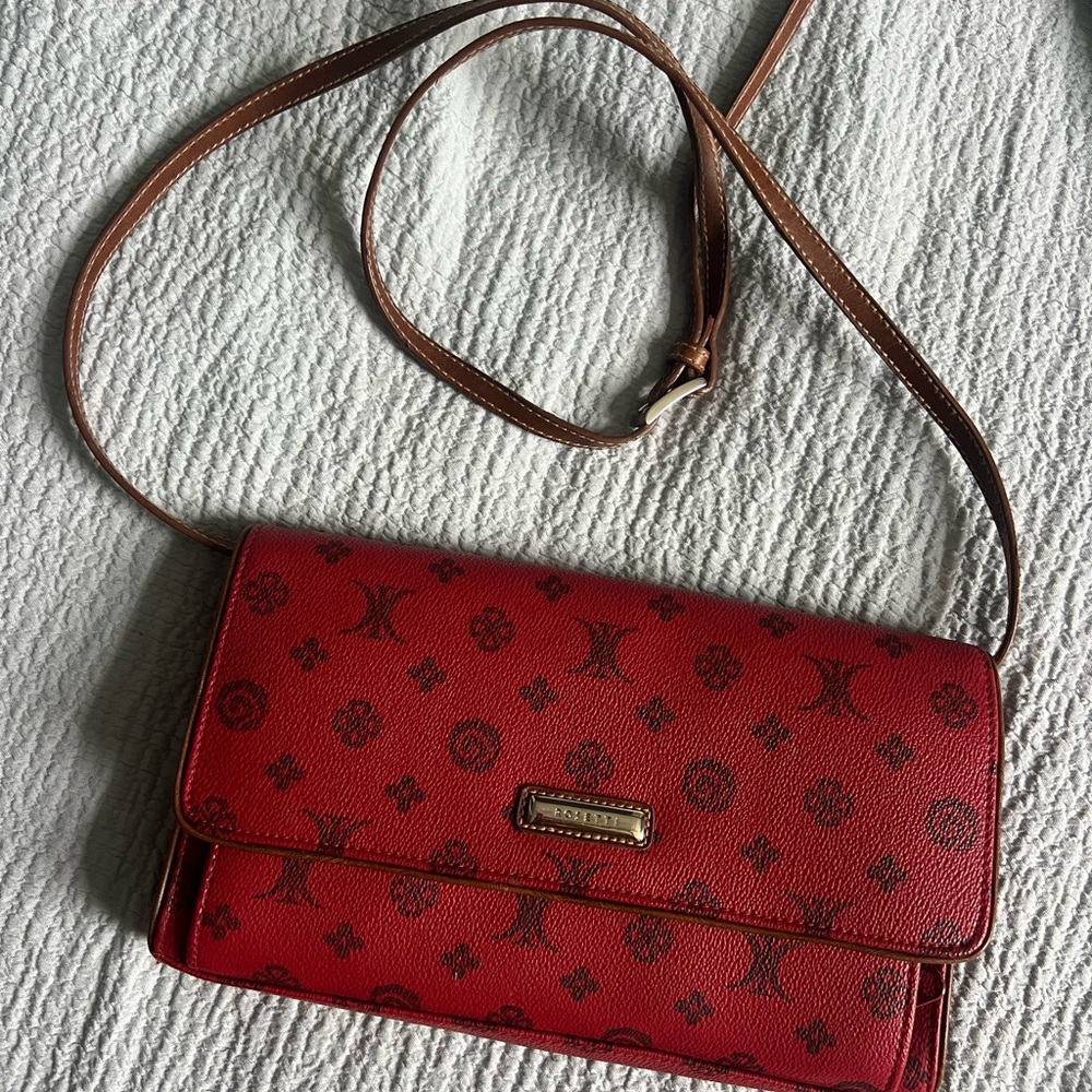 Rosetti Red and Brown Crossbody Bag